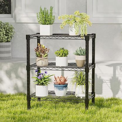 DUMOS 3-Tier Metal Storage Shelves, Wire Shelving, Storage Rack, 23.31" W | Heavy Duty Steel Shelves, Wire Adjustable Standing, Kitchen Bathroom Garage Pantry Organizers, 30.22"H