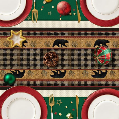 Bear Table Runner,Dining Decor for Kitchen Coffee Table Family Dinners Holiday Parties Wedding Events Decor(13x72 inch)
