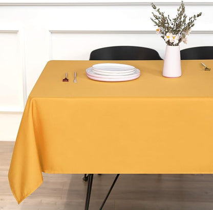 sancua Rectangle Tablecloth - 70 x 108 Inch - Stain and Wrinkle Resistant Washable Polyester Table Cloth, Decorative Fabric Table Cover for Dining Tables, Buffet Parties and Camping, Gold