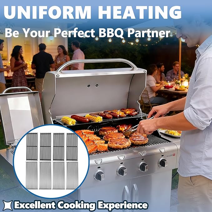 SafBbcue Cast Iron Cooking Grates and Infrared Emitter Replacement for Charbroil Commercial 463248208 463241414 463224912 463231711 463241413 463247209 463247310 463271314 466231711 Grill Part, 4 Pack
