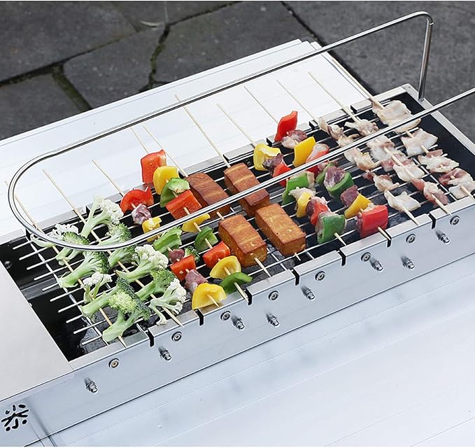 Portable Charcoal Grill for Camping BBQ Grills Outdoor Barbecue Grill Stainless Steel Shish Kebab Grill with 2 Shelves Broil Roasting Rack for Garden Backyard Patio,A-1