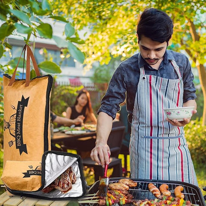 BBQ Blanket for Resting Meat, 21in Reusable Smoker Grilling Meat Insulated Resting Bag with Handle for Large Brisket/Pork Shoulders/Turkeys,Gifts for Men