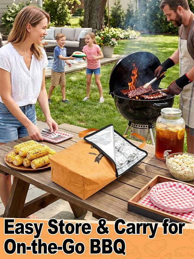 Reusable BBQ Blanket for Resting Meat - 21" Leak-Proof Insulated Meat Resting Bag for Large Brisket/Smoked Pork/Turkey, Grilling for Men