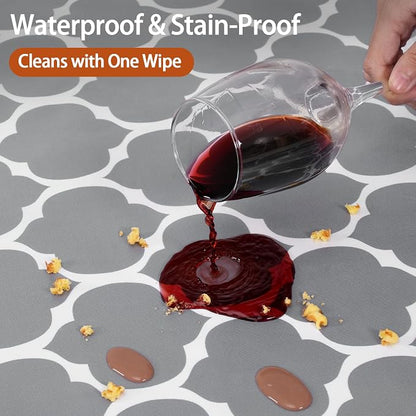 opstellen Fitted Round Tablecloth Wipe Clean Table Cloth Vinyl Inside Outside Circle Cover for 45-54" Tables Dining Kitchen Family Festival Items Gifts Summer Fall Patio Picnic Camp Garden Essential