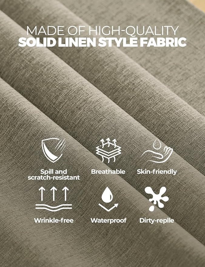 Decorelia Faux Linen Farmhouse Table Cloth 60"x120" for Rectangle Table, Natural Waterproof Outdoor Washable Cloth Tablecloth for Rectangular Dining Room Kitchen Outdoor Party Restaurant Decor