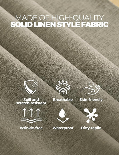 Decorelia Faux Linen Farmhouse Table Cloth 60"x120" for Rectangle Table, Natural Waterproof Outdoor Washable Cloth Tablecloth for Rectangular Dining Room Kitchen Outdoor Party Restaurant Decor