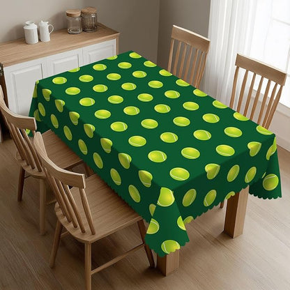 Tennis Ball Rectangular Tablecloth, Sports Themed Table Cloth Washable Tablecloths Decorative Table Cover for Kitchen, Dining, or Parties 54x72 Inches