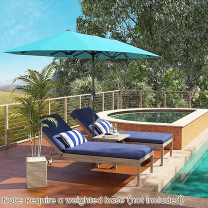 Tangkula 13 FT Large Patio Umbrella, Outdoor Double-Sided Table Market Umbrella w/Crank Handle, 12 Heavy-Duty Ribs, Sun-Protective Rectangular Twin Parasol for Garden Deck Lawn Poolside (Turquoise)