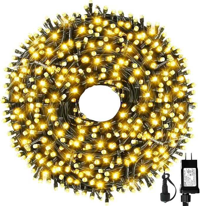 MZD8391 105FT 300LED Christmas Light, Waterproof Christmas Tree Light | Warm White, 100% UL List, 8 Light Mode,Timer/Memory, End To End Connect,Christmas String Light Oudoor Indoor Decoration