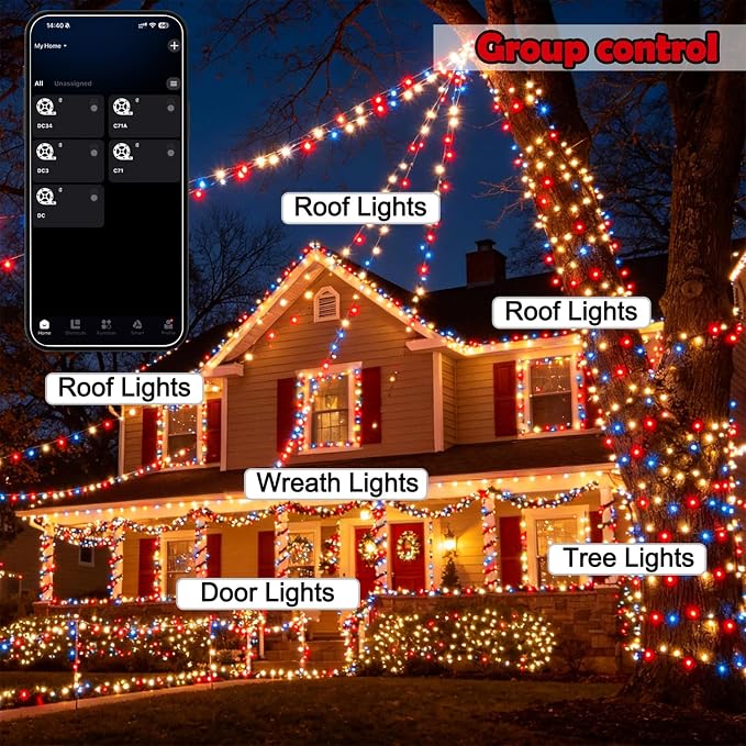 HOME LIGHTING Smart Color Changing Halloween Lights, 66FT 200 LED RGB String Lights with Remote & App Controlled, Music Sync Multiple Modes, Waterproof Indoor Outdoor Holiday Xmas Tree Party Decor