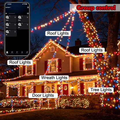 LJLNION Smart Color Changing Halloween Lights, 98.6FT 300 LED RGB String Lights with Remote & App Controlled, Music Sync Multiple Modes, Waterproof Indoor Outdoor Holiday Xmas Tree Party Decor