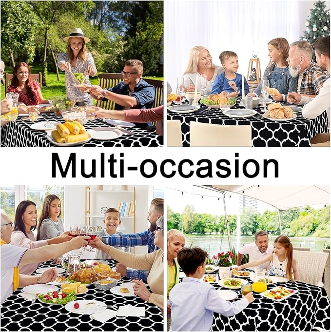 Smiry Oval Table Cloth, Waterproof Vinyl Tablecloths with Flannel Backing for Oval Tables, Wipeable Spillproof Plastic Tablecloth for Dining, Camping, Indoor and Outdoor (60"x84", Black)