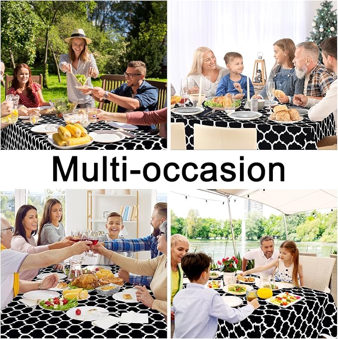 Smiry Square Table Cloth, Waterproof Vinyl Tablecloth with Flannel Backing for Square Tables, Wipeable Spillproof Plastic Tablecloths for Dining, Camping, Indoor and Outdoor (54"x54", Black)