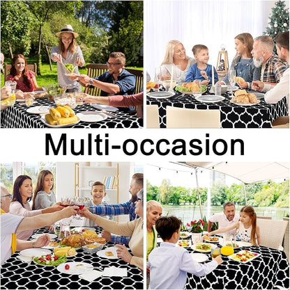Smiry Square Table Cloth, Waterproof Vinyl Tablecloth with Flannel Backing for Square Tables, Wipeable Spillproof Plastic Tablecloths for Dining, Camping, Indoor and Outdoor (54"x54", Black)