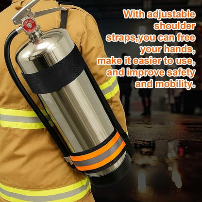 Shyyween 1 Pcs Adjustable Fire Extinguisher Carrying Strap Firefighter Gear Water Can Extinguisher Strap High-strength Nylon Webbing with Metal Buckle for Fire Safety (Orange)