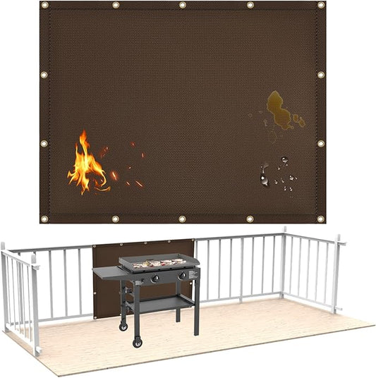 3'x4' Fireproof Heat Shield for Wall Behind Grill Protect Deck Fence from Grill Heat, Heat Shield Grill Mat, Stove Wall Protector Fridge, Grill Mat Accessories Compatible with Blackstone, Brown