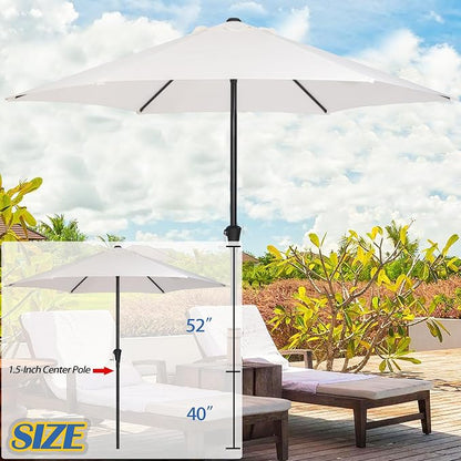 Sunnyglade 9FT Outdoor Patio Umbrella, Market & Table Umbrella with 6 Sturdy Ribs and Crank System, Fade-resistant & Waterproof for Garden Backyard Poolside Deck
