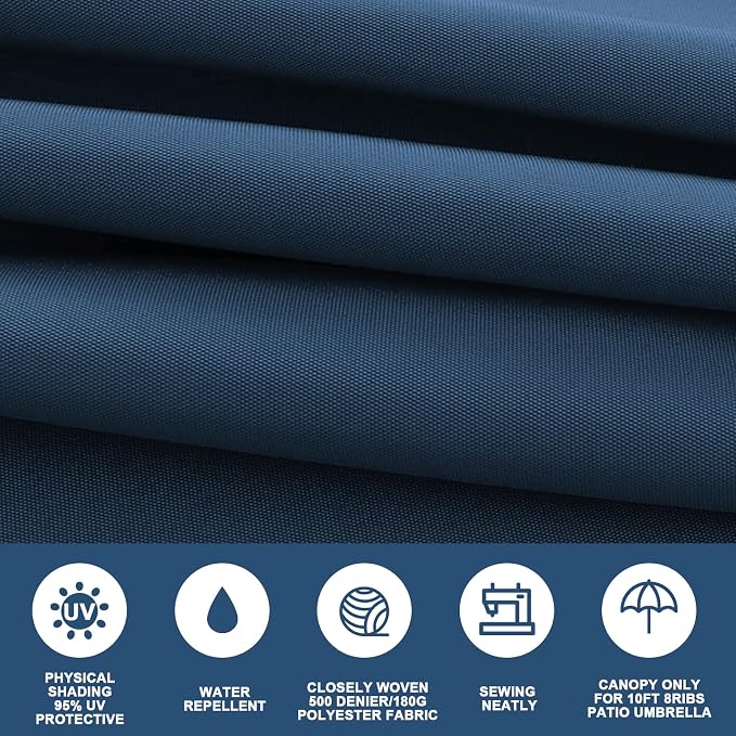 10ft Patio Umbrella Replacement Canopy for 8 ribs, Fits Hanging Offset Cantilever Market Outdoor Patio Shades，Canopy Only