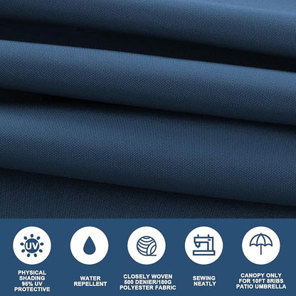 10ft Patio Umbrella Replacement Canopy for 8 ribs, Fits Hanging Offset Cantilever Market Outdoor Patio Shades，Canopy Only