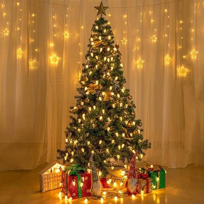 AWQ 100LED 81FT C9 Christmas String Lights Plug in Fairy Twinkle Warm White | Christmas Lights Outdoor 8 Modes Timer Function Waterproof Extendable for Indoor Outdoor Wedding Party Christmas Decoration