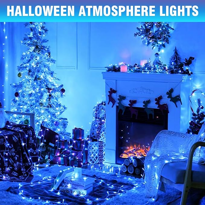 100FT Blue LED Fairy Lights, Connectable Christmas String Lights | 8 Lighting Modes Waterproof Light with Timer for Tree, Bedroom, Patio, Wedding, Party, Indoor Outdoor Decor