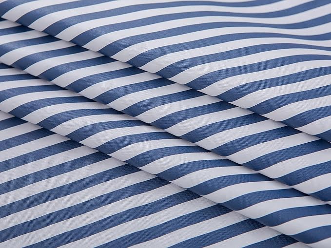 LIBERECOO Vinyl Tablecloth with Flannel Backing, Blue Stripe 60 x 84 Inch Rectangluar Tablecloths Stain-Resistant Waterproof Plastic Table Cover for Indoor/Outdoor