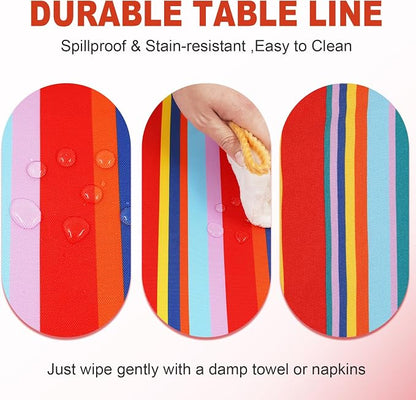 SquarePie Outdoor Tablecloth Rectangle with Umbrella Hole Waterproof Patio Table Cloth Spill Proof Wrinkle Free Table Cover for Spring Summer Picnic Garden Party, 52x70 Color Stripe