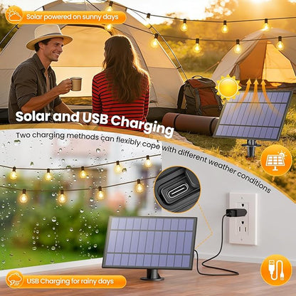 Mlambert 25FT Solar Powered String Lights Outdoor, Waterproof Solar Patio Light String with 10+1 Shatterproof LED G40 Bulbs for Backyard Garden-Black