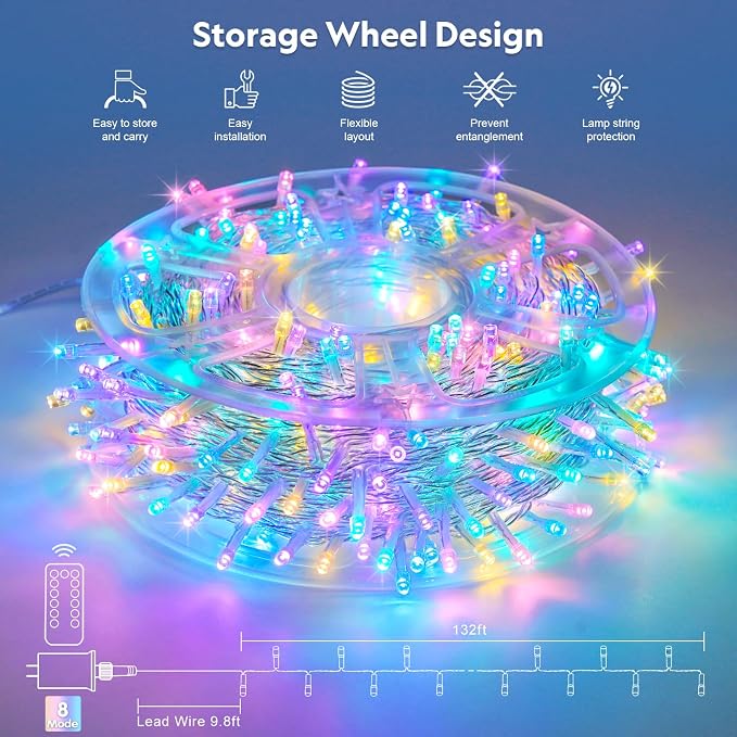 JMEXSUSS 400 LED Easter Lights Indoor Outdoor, 132FT Easter String Lights | Pastel String Lights Plug in, with Remote, 8 Modes Colorful Christmas Light for Bedroom Party Tree Decorations