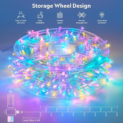 JMEXSUSS 400 LED Easter Lights Indoor Outdoor, 132FT Easter String Lights | Pastel String Lights Plug in, with Remote, 8 Modes Colorful Christmas Light for Bedroom Party Tree Decorations