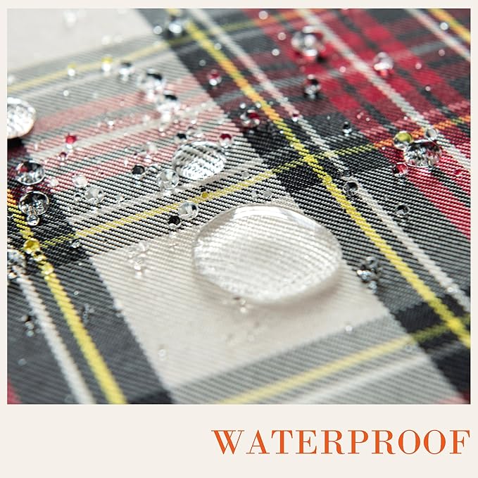 Christmas White Plaid Waterproof Tablecloth – Classic Woven Check Design – Holiday Dining Table Cover for Xmas Parties, Stain-Resistant & Durable, W52 x L70 in