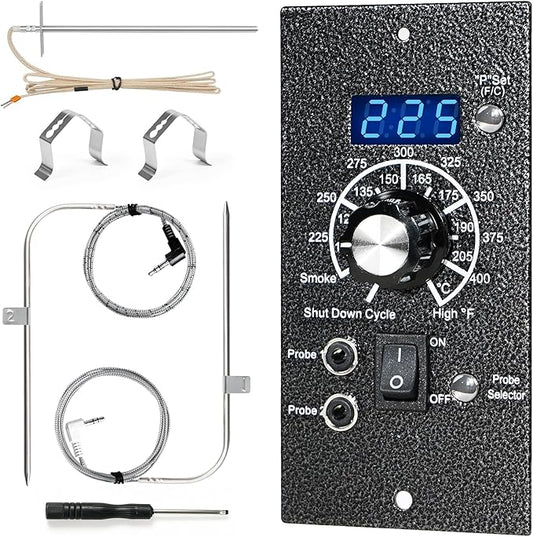 Upgraded Digital Thermostat Controller Replacement Control Panel Pro PID Board Parts F/C Temperature Mode for Traeger Wood Pellet Grills with Temperature Meat Probe RTD Sensor BBQ Accessories