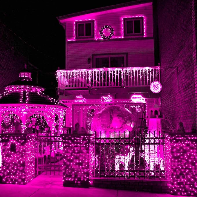 164 FT 500 LED Pink String Lights, Plug in Fairy Lights with 8 Modes, Waterproof Twinkle Light for Bedroom, Christmas Tree, Valentine's Day, Wedding Party, Halloween Decor