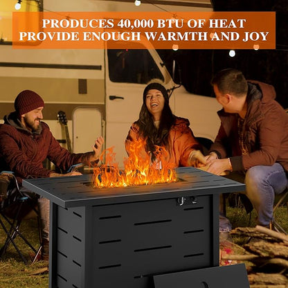Shintenchi 42" Outdoor Propane Fire Pit 50,000 BTU Gas Fire Pit Table with Lid, Waterproof Cover, Rectangle Gas Firepit Table for Garden/Patio, CSA Certification, Black