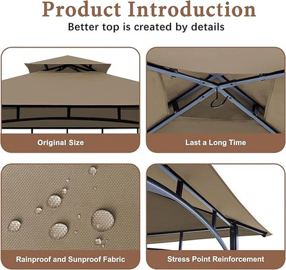 SCOCANOPY Grill Gazebo Replacement Top Compatible with Aldi Gardenline Belavi Shoprite Grill Gazebo,for Model Number: 822694,31937-17,21581,43472,812576(Tan)