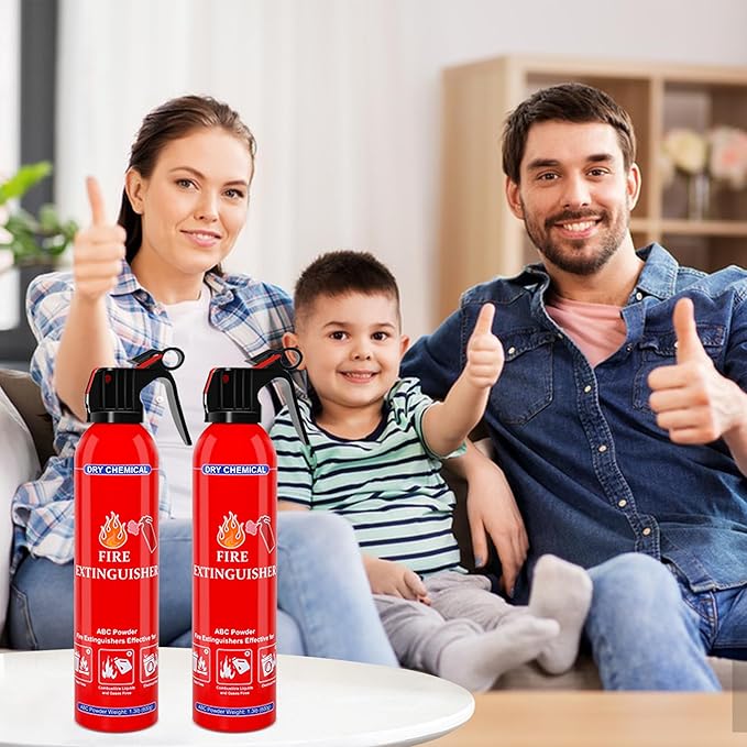 ABC Dry Chemical Fire Extinguisher 2-Pack - Wall Mountable Household Fire Extinguisher for Kitchen Home Boat Marine RV & Business - Compact Portable Non-Toxic Safety Device