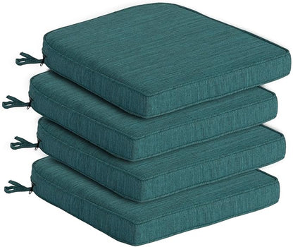 Goodgoods 19.5 x 20 Outdoor Chair Cushions Set of 4, Fade-Resistant & Water-Resistant Patio Seat Cushion Pads with Ties, 30D High-Resilience Foam for Dining Room Kitchen Chairs, Malachite