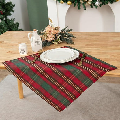 Rectangle Plaid Waterproof Tablecloth for Christmas, W20 x L20 | Checkered Style Table Cloth Holiday Family Gathering Rectangle Table Cover - Spillproof - Ideal for Indoor & Outdoor Use