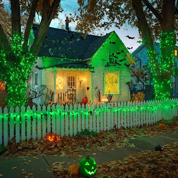 JMEXSUSS 2 Pack Solar String Lights Outdoor Waterproof, Total 400 LED 151FT Solar Christmas Lights Outdoor, 8 Modes Christmas Light for Outside Patio Yard Tree Decorations, Green
