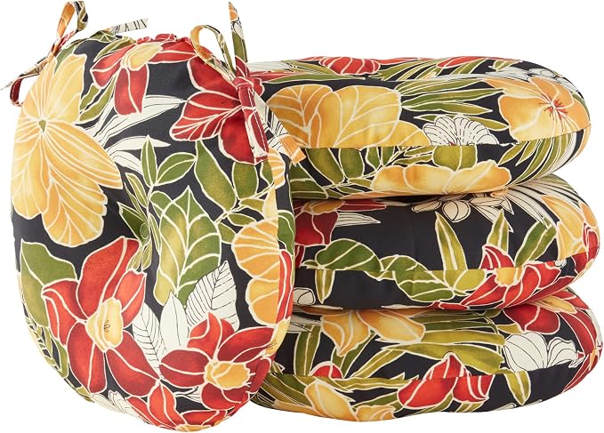 Greendale Home Fashions Aloha Outdoor 15-inch Bistro Seat Cushion, Set of 4
