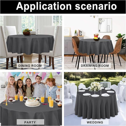 DWCN Round Tablecloth 90 Inch - Waterproof & Stain Resistant Spillproof Washable Polyester Fabric for Dining Room Kitchen, Dining, Party, Weddings and Restaurants, Grey