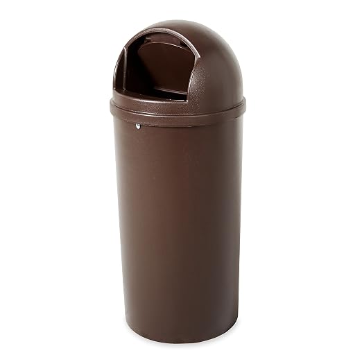 Rubbermaid Commercial Marshal Products Classic Outdoor/Indoor Trash Can with Lid, Round, 15-Gallon, Brown, Garbage Container/Waste Basket for Lobby/Office/Restroom/Restaurant/School