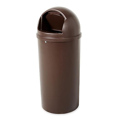Rubbermaid Commercial Marshal Products Classic Outdoor/Indoor Trash Can with Lid, Round, 15-Gallon, Brown, Garbage Container/Waste Basket for Lobby/Office/Restroom/Restaurant/School