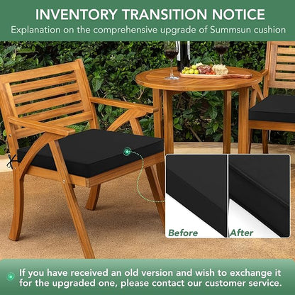 Outdoor Chair Cushions Set of 6: Waterproof & Color Fastness Seat Cushion for Patio Furniture - 22 x 22 x 3 Inch Chair Pads with Ties and Hidden Zipper - Patio Chair Cushion Replacement, Black