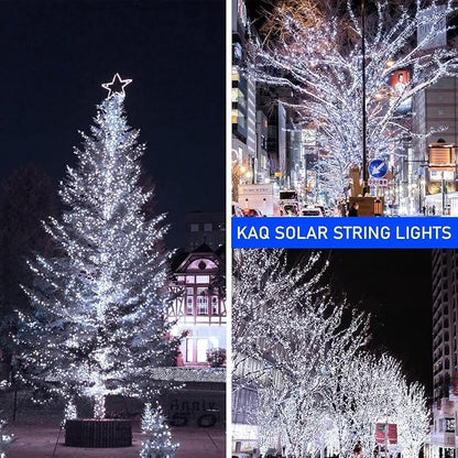 Upgrade 6Pack 600LED Solar String Lights for Outside, Solar Christmas String Lights Outdoor with 8 Modes, IP65 Waterproof Outdoor Twinkle Light, Garden Xmas Tree Christmas Decoration, Cool White