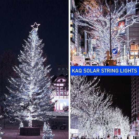Upgrade 6Pack 600LED Solar String Lights for Outside, Solar Christmas String Lights Outdoor with 8 Modes, IP65 Waterproof Outdoor Twinkle Light, Garden Xmas Tree Christmas Decoration, Cool White