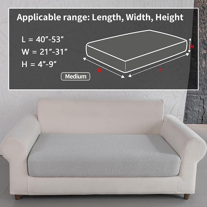OHSIO Couch Cushion Covers for Sectional Sofa, Stretch Soft Sofa Slipcovers Washable Wear-Resistant Universal Furniture Protector for Living Room(1 Piece Loveseat Cover, Light Gray)