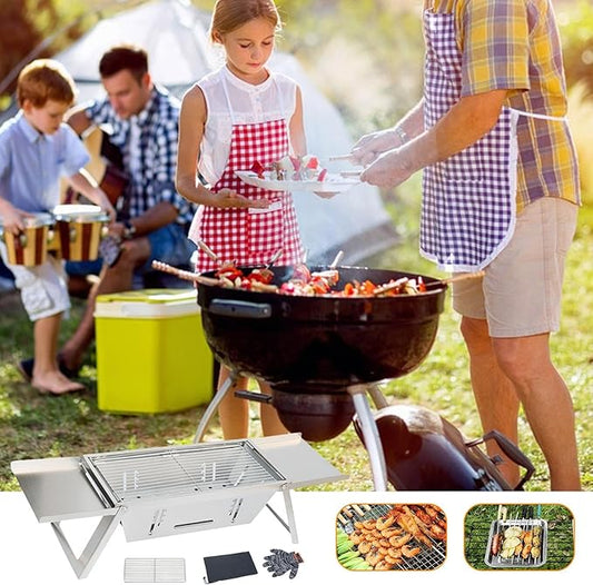 Foldable Charcoal Grill - Stainless Barbecue Stove | Stainless Portable BBQ Grill Thickened Barbecue For Camping, Easy Setup