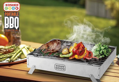 The Kosher Cook Portable Charcoal Grill - Portable Bbq Grill - Reusable Charcoal Grill with Folding Legs - Kosher No Tevilah Required