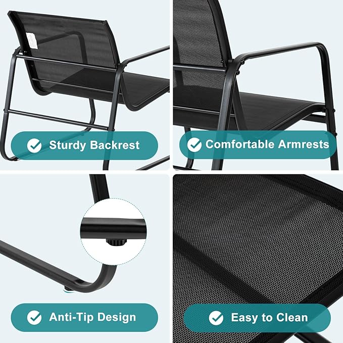DUMOS 3 Piece Patio Furniture Set，Outdoor Patio Furniture Set with Table and Chairs, Patio Sectional Bistro Sets for Lawn, Garden, Balcony, Poolside Blake